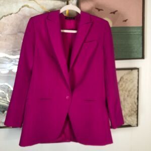 Express Womens One-Button Single-Breasted Blazer Jacket Hot Pink Size Medium